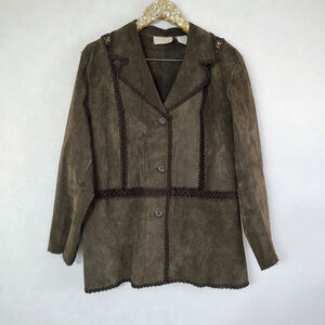 Vintage 90s White Stag Women's Brown Leather Suede Jacket size 2X Espresso